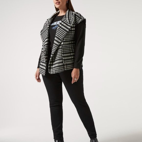 Cape à motif pied-de-poule, mélange de laine - Picture 5 of 5